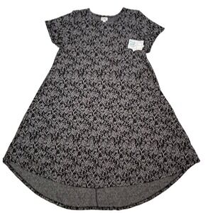 LuLaRoe Womens Dress Size 2XL Carly Black White Floral Rayon Hi-Low XXL NWT